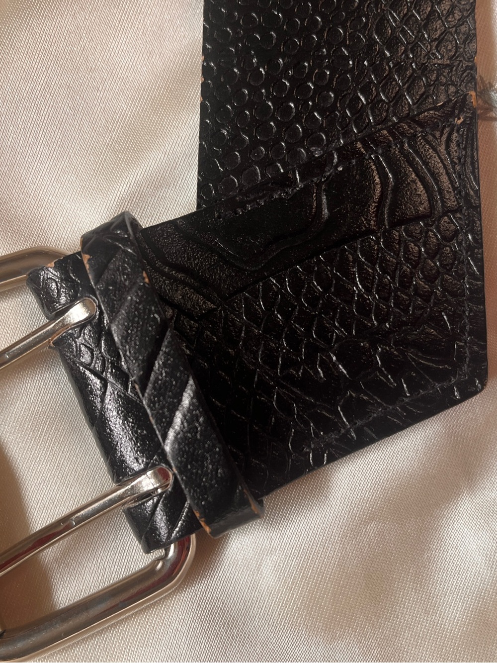 1980s Women's Hip Belt with Silver Buckle - Faux Leather